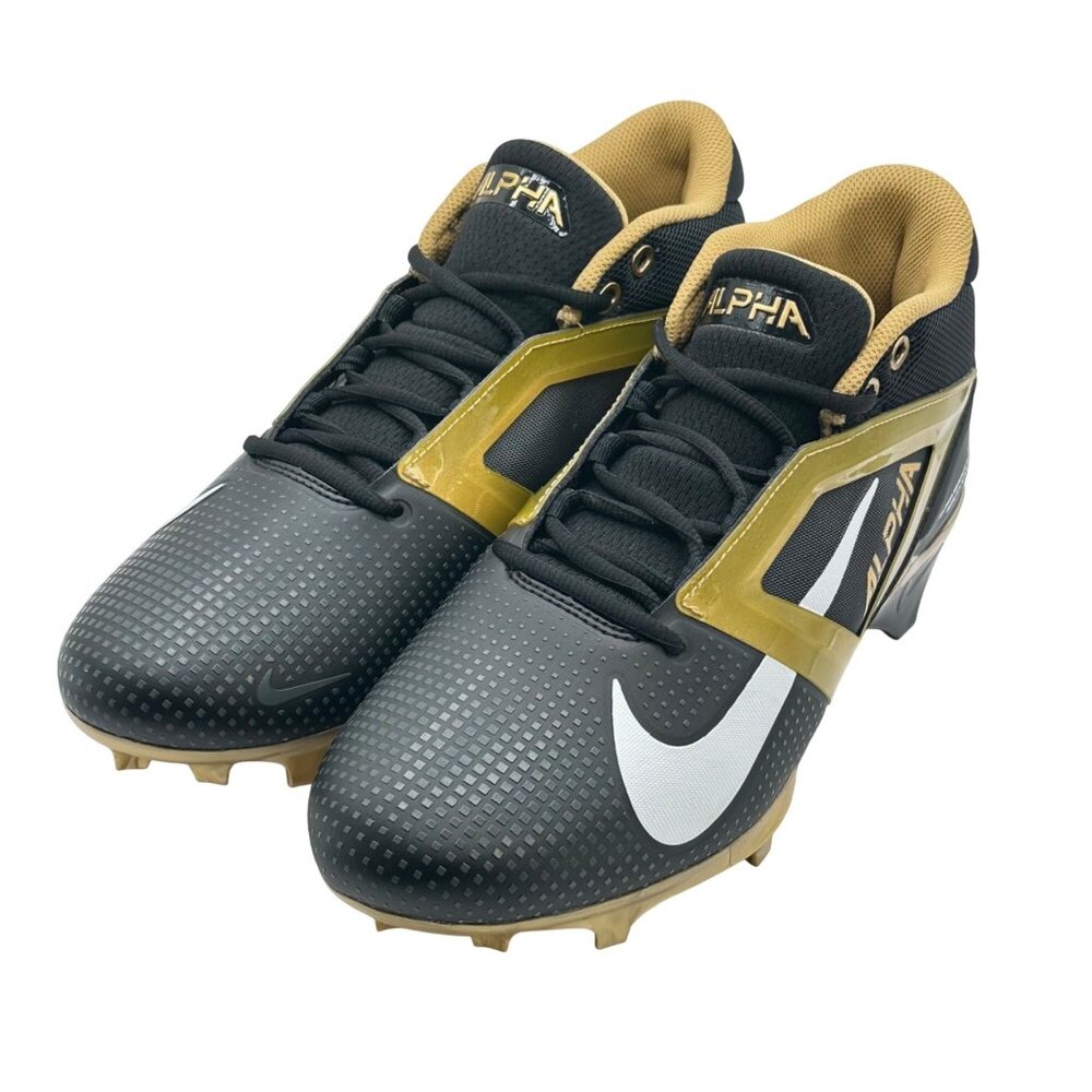 Mens Nike Alpha Menace 4 Pro Football Cleats Size 10.5 Black Gold FD7037-003 NEW